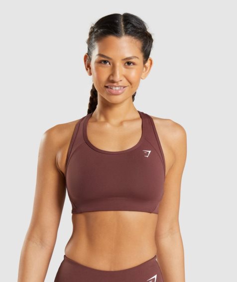 Women's Gymshark Essential Racer Back Sports Bra Dark Brown | CA N8A761